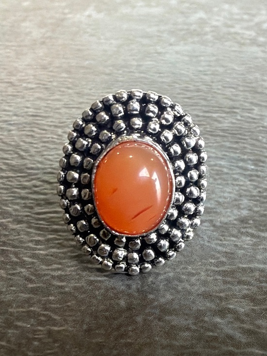 Vintage Jewelry - Silver 925 Ring Size 5 Boho Vintage Women Jewelry Carnelian Agate Gemstone